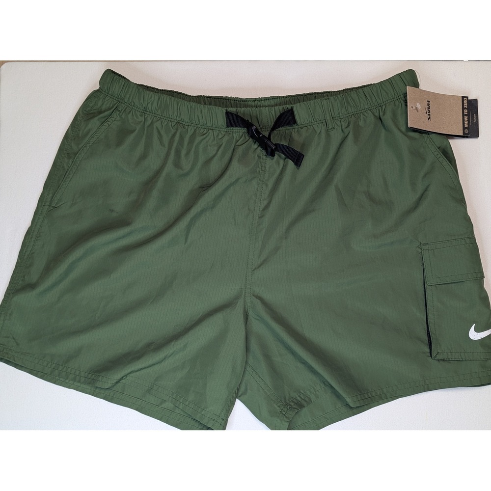 Nike Swim Move To‎ Zero Cargo Shorts Mens Olive Green Ripstop Packable Trunks